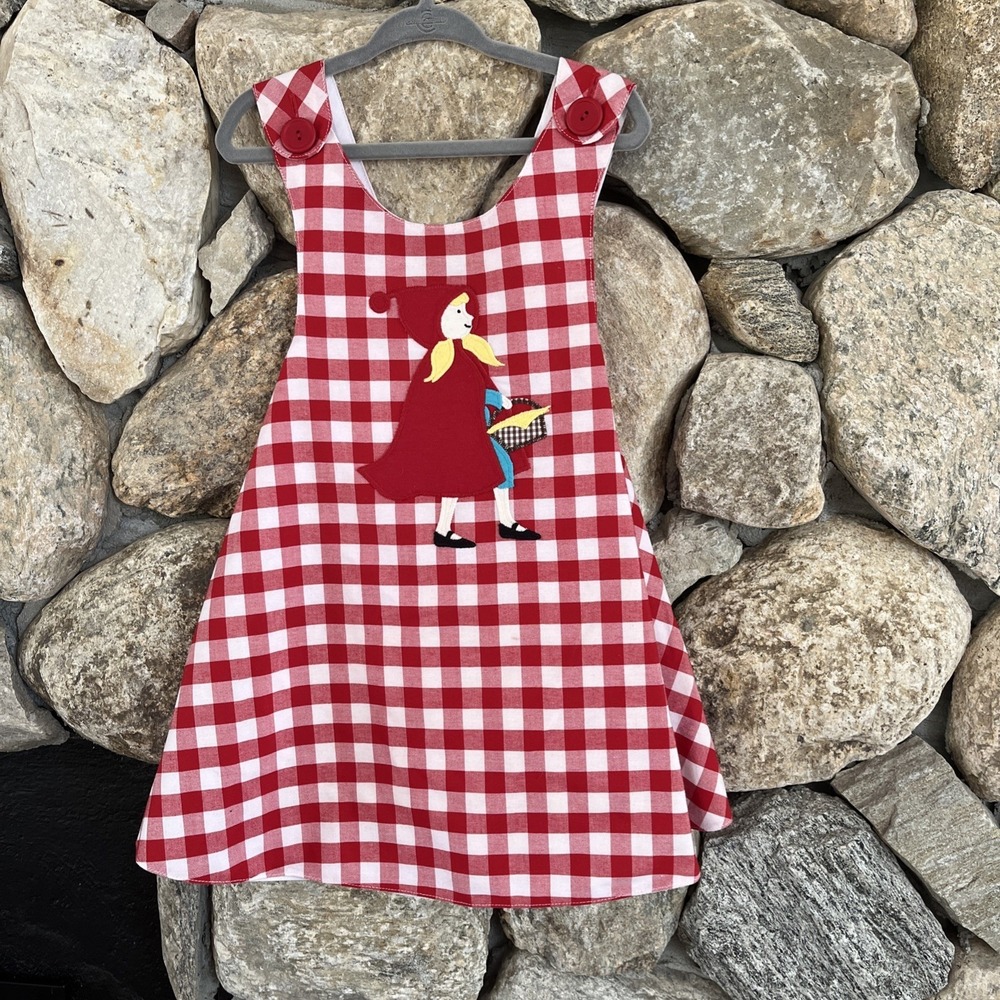 Kellys Kids Girls Plaid Jumper Dress Red Plaid Red Riding Hood Size 3-4